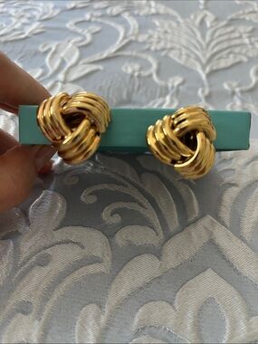 Trifari Shiny Gold-Tone Knot Clip Earrings